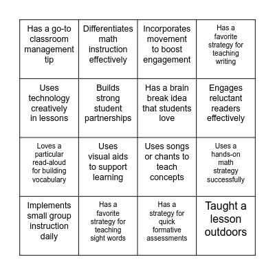 Teacher Hack Bingo Card