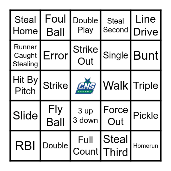 SOFTBALL BINGO Card