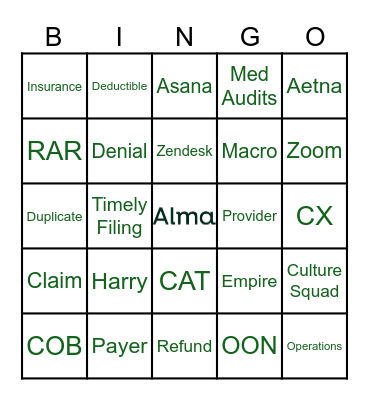 Core Ops Bingo Card
