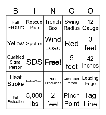 Safety Week Bingo! Bingo Card