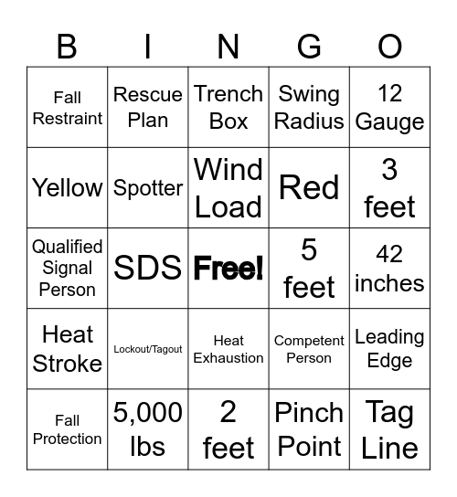 Safety Week Bingo! Bingo Card