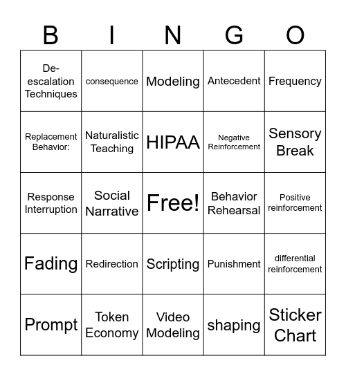 BHT Bingo Card