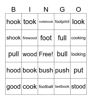 oo, u /oo/ Bingo Card