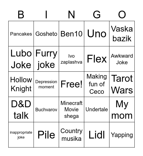 Underground Bingo Card