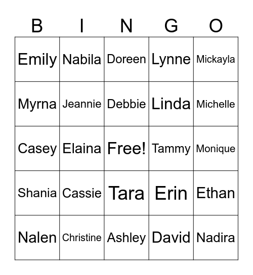MINGO Bingo Card