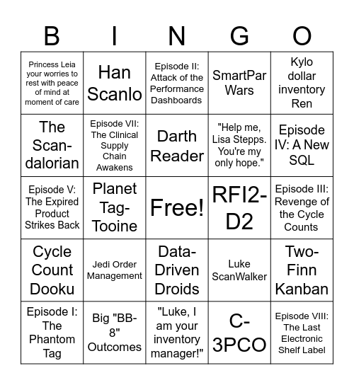 O-Bingo Kenobi Bingo Card