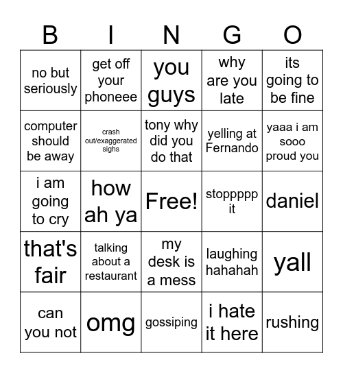 Suhr Bingo Card