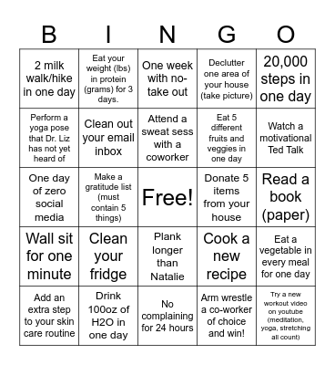 Wellness Bingo Card