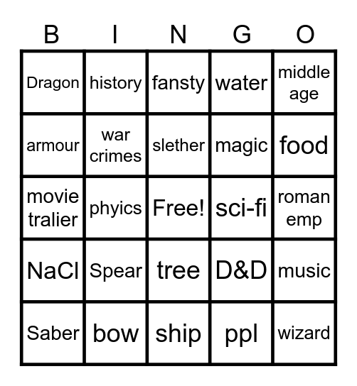 Untitled Bingo Card