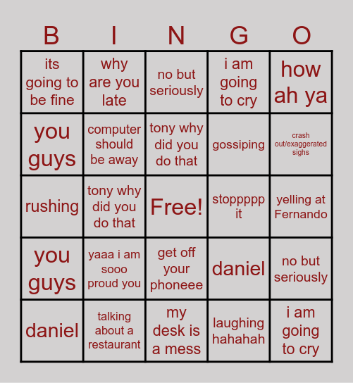 Suhr Bingo Card