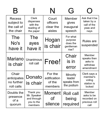 House session bingo Card