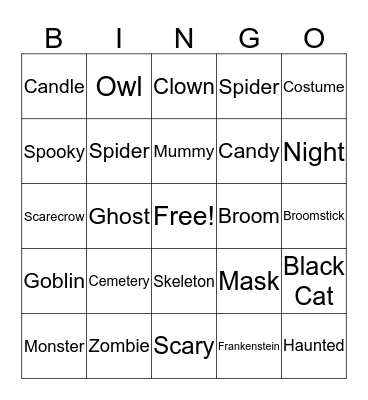 Halloween Bingo Card