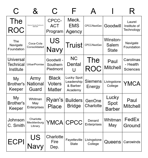 College and Career Fair 2025 Bingo Card