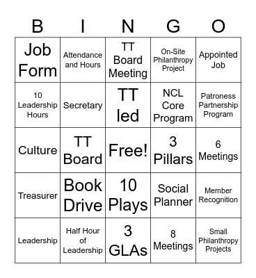TT Orientation Bingo Card