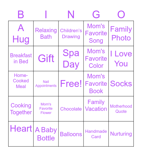 Mother's Day Bingo Card