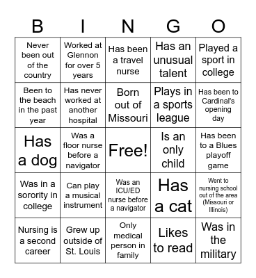 Ice Breaker Bingo Card