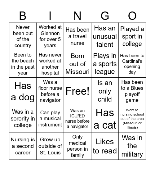 Ice Breaker Bingo Card