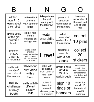 VEX Worlds 2025 Bingo Card