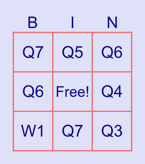OPSIC Social Committee Bingo Card
