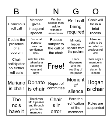 House session bingo Card