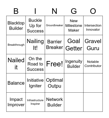 Tamwork Under Construction Bingo Card