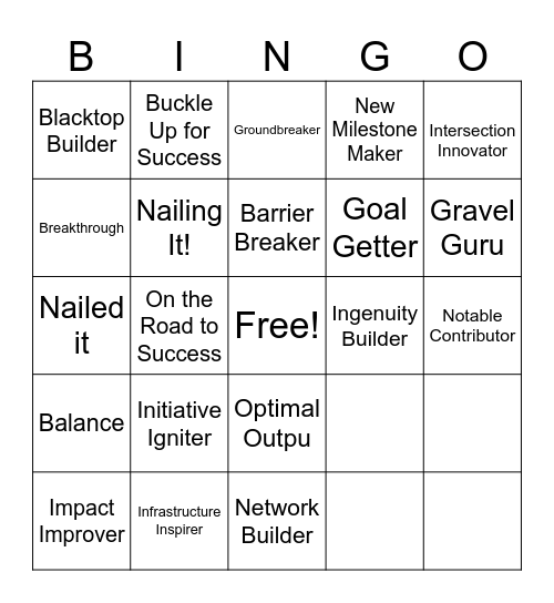 Tamwork Under Construction Bingo Card