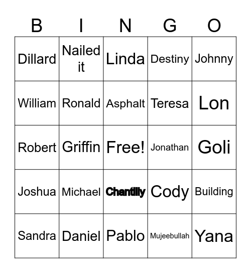 Tamwork Under Construction Bingo Card