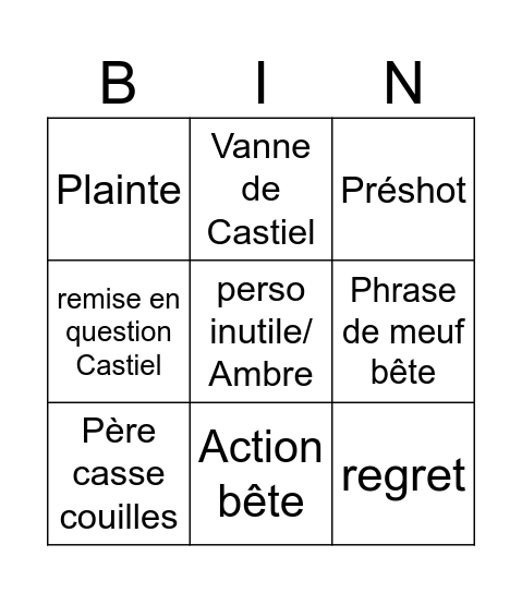 Amour Sucré Ep29 Bingo Card