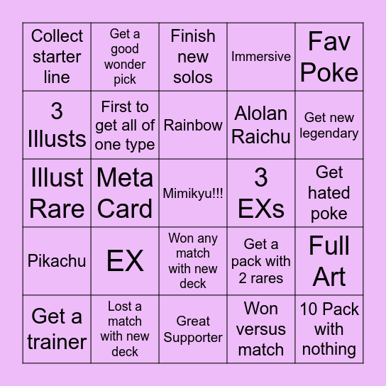 Paul's Bingo Card