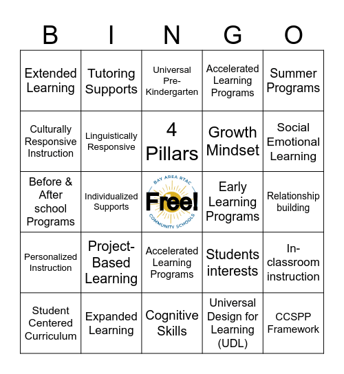 Webinar #4 Extended & Expanded Learning Bingo Card