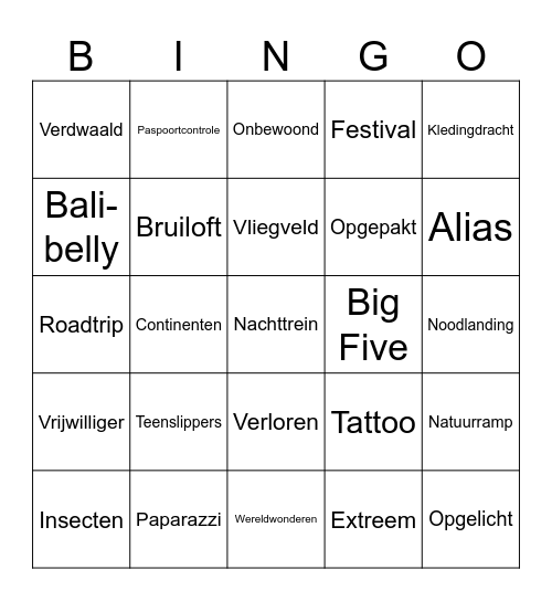 Wereldbingo! Bingo Card