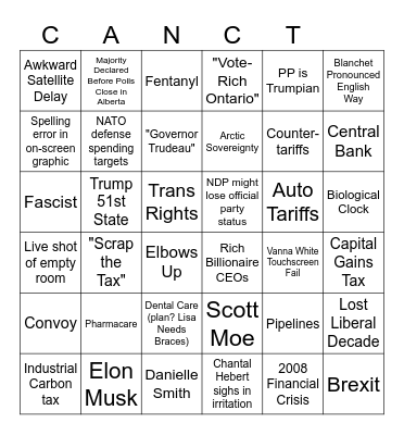 Election 2025 Bingo Card