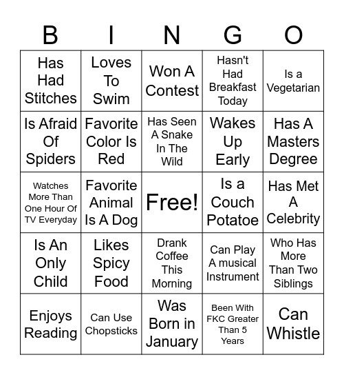 Untitled Bingo Card