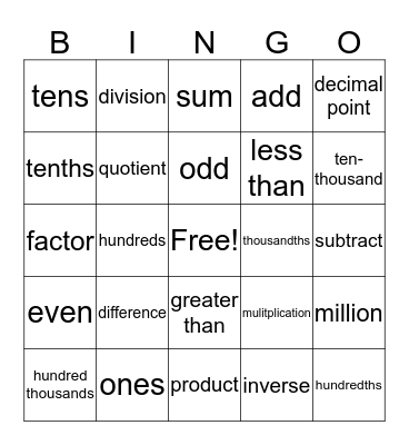Untitled Bingo Card