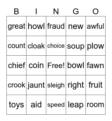 variant vowels 2 Bingo Card