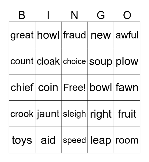 variant vowels 2 Bingo Card