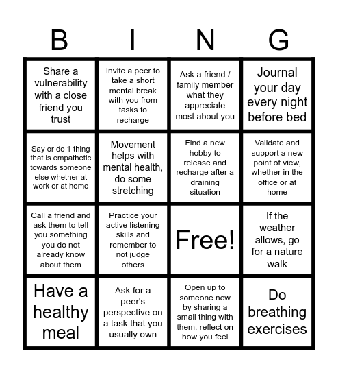 NIQ Canada - Wellness Bingo (May 2025) Bingo Card
