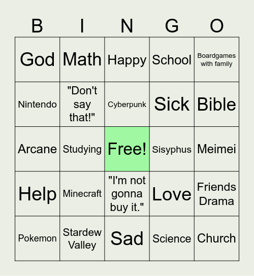 Rafa's Bingo Card