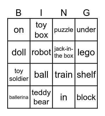 My toys Bingo Card