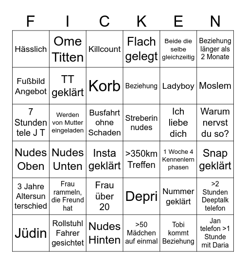 Tobi Jan Bingo Card