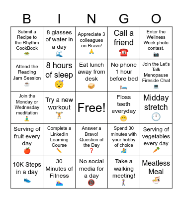 Rhythm Wellness Week | May 19 - 23, 2025 Bingo Card