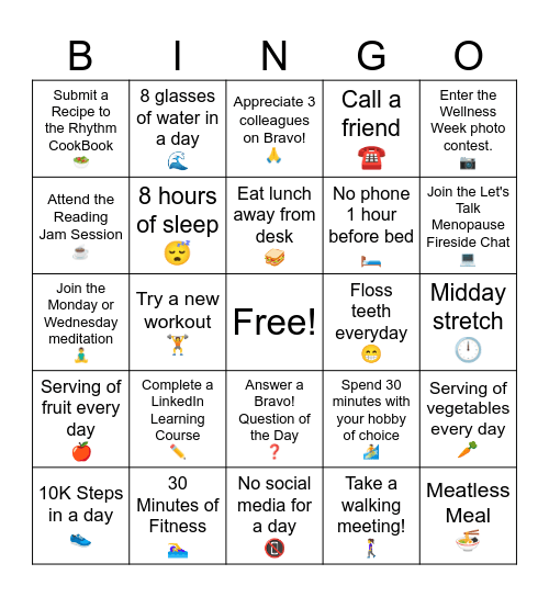 Rhythm Wellness Week | May 19 - 23, 2025 Bingo Card