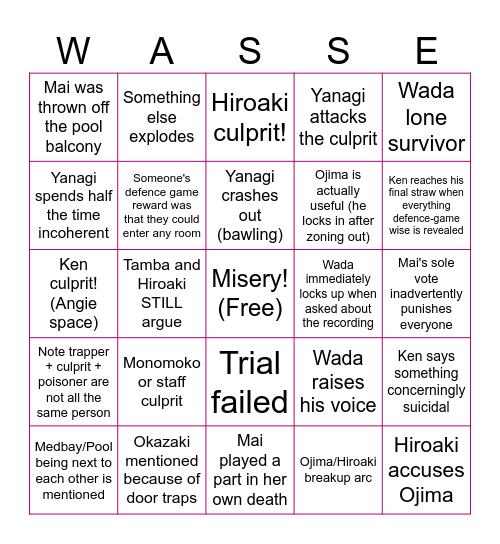 Tetro Pink ch5 Trial Bingo Card
