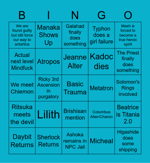 Ordeal Call IV predictions Bingo Card