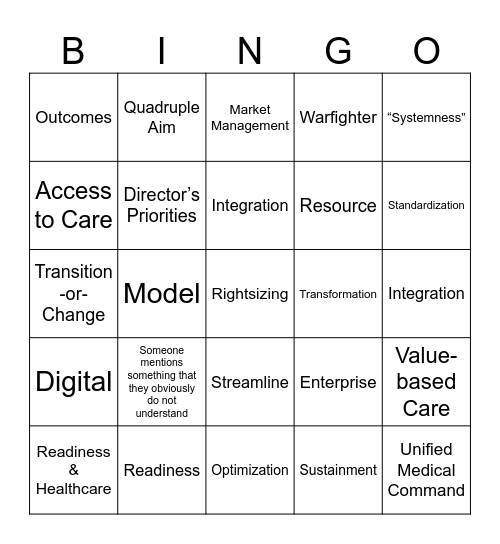 MHS Conference Bingo Card
