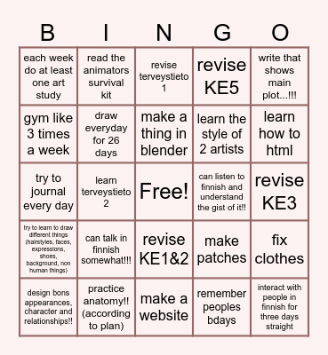 summer Bingo Card