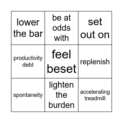 The productivity myth Bingo Card