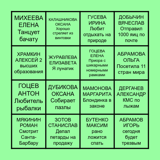 ПЕРВЫЕ МЕЖРЕГИОНАЛЬНЫЙ ИГРЫ KEYSISTEMS Bingo Card