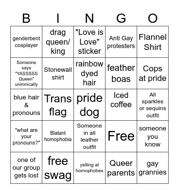 Pride Bingo Card