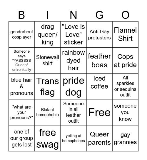 Pride Bingo Card